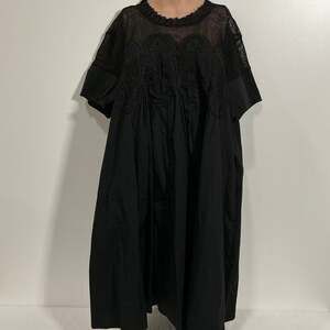 NWT YAS Yasjarita SS Short Black Lace Mesh Overlay Babydoll Dress, size UK 14